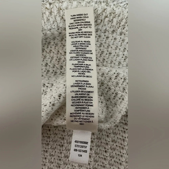 Chico's white gold long sleeve open knit sweater Sz 1 Medium - Picture 13 of 16